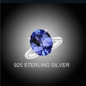 Silver Gorgeous Blue Gemstone Ring Size 7